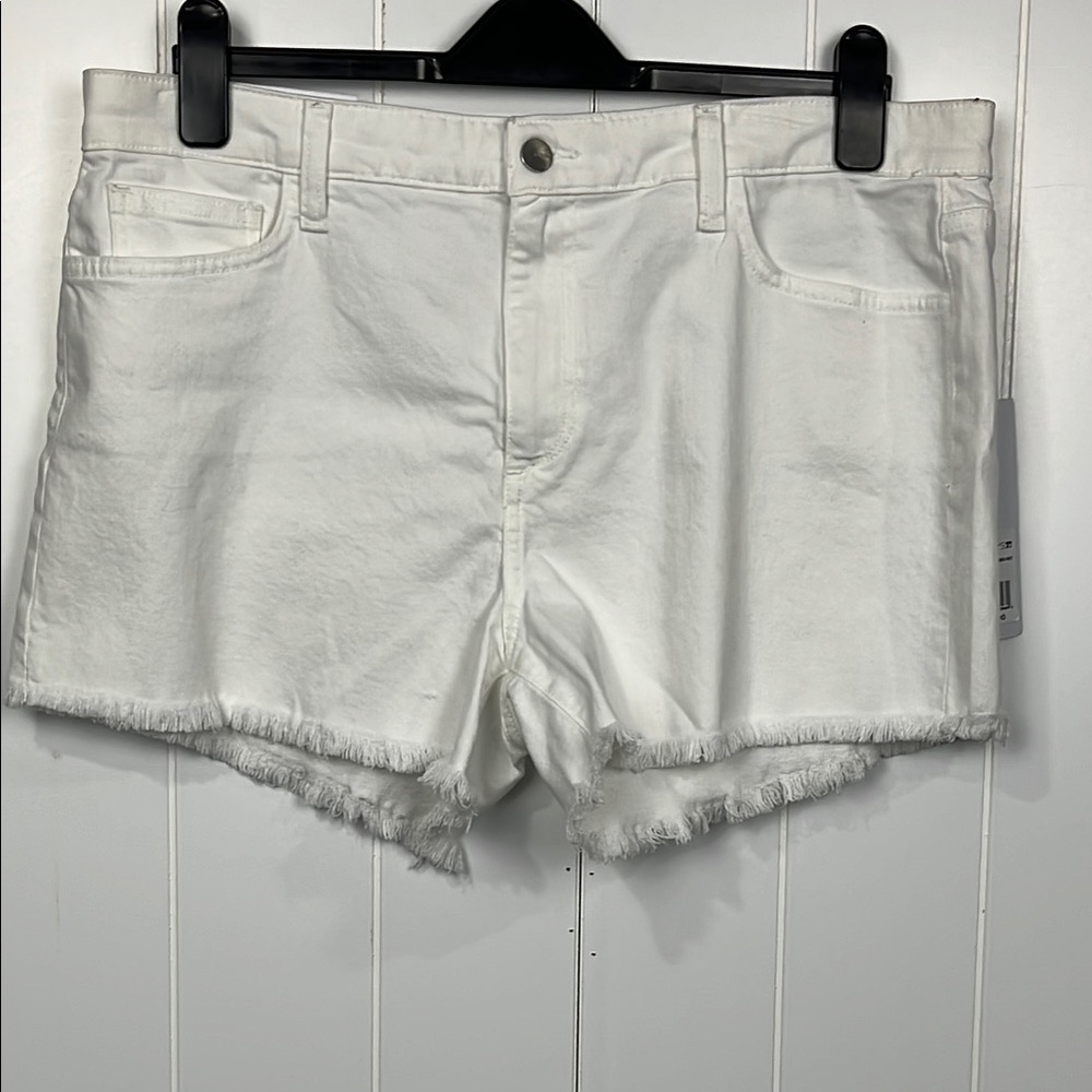 Joe’s Jeans The Ozzie Shorts 33 White 4” Cut Off Shorts Fringe Hem Zip/Button